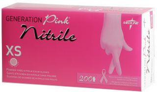 Medline Generation Pink Nitrile Breast Cancer Medical Exam Gloves