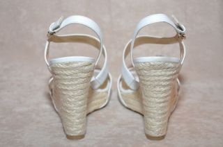 Guess Latonia White Leather Wedge Espadrille Sandal Women Shoes 7 5