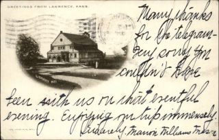 Lawrence KS Library Greeting c1910 Postcard