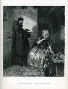 Juliet in Cell Friar Lawrence Romeo 1888 Antique Print