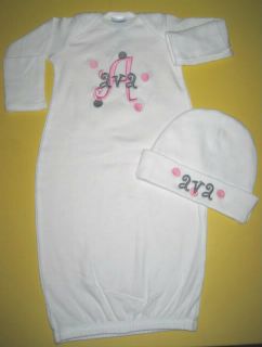 Monogram Baby Boy Girl HAT SLEEPER Layette Onesie Outfit Gift SET