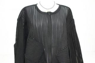 Laura Ashley Woman Zip Front Black Cut Out Net Design Jacket 3X J257