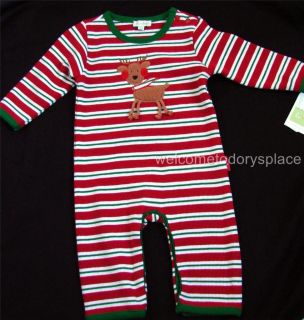 Le Top Rockin Reindeer Romper Waffle Coverall Boys Christmas Holiday