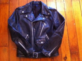 1950s Black Horsehide Leather Motorcycle Jacket Kids Size