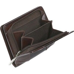 Leatherbay Bi Fold Mens Leather Wallet w Croc Accents Mahogany Black