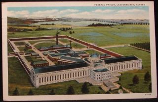 Federal Prison Leavenworth Kansas KS 1934 White Border Postcard