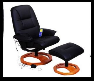 Black Leather Massage TV Chair w Round Leg 5550 3128BK