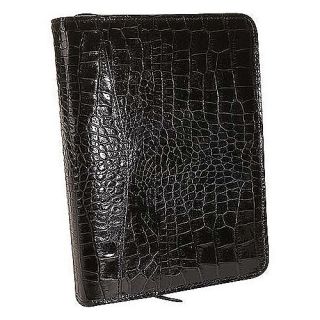 Scully Leather 3 Ring Zip Weekly Organizer Croco Blk