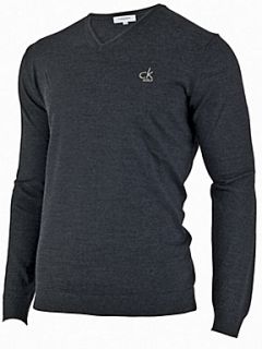Calvin Klein Golf Merino v neck sweater Charcoal   