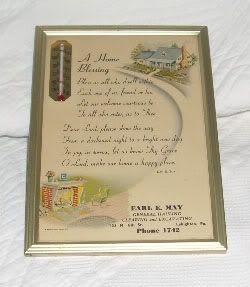 Vintage Adv Lehighton PA Thermometer Earl E May Illus Poem 1950 A Home