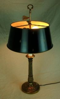 Vintage French Tole Bouillotte Brass Table Lamp