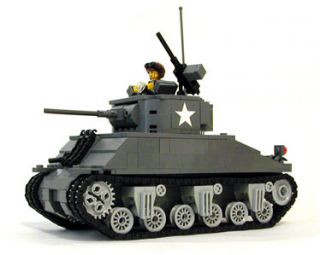 Lego WWII U s M4A3 Sherman Medium Tank Military Model Custom Set