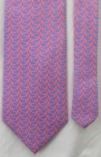Lederer de Paris Alynn Neckwear Silk Neck Tie Hand Made Salmon w Blue
