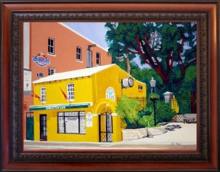   AUTHENTIC OIL PAINTING by Ezi   Lemon Tree Cafe in Bermuda Island
