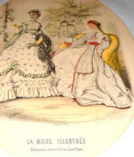 1940s La Mode Illustre Heloise Leloir Large Oval Fasion Print