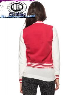 Christmas Gifts Ladies Varsity Letterman Jacket/Sweater Hood RED/White