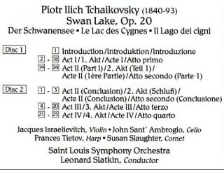 Cent CD Tchaikovsky Swan Lake Slatkin Saint Louis Symphony 2CD RCA