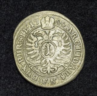 1700 Emperor Leopold I The Hogmouth Silver Kreuzer Coin Breslau