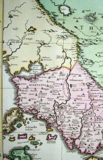 1700 Mortier Lauremberg Map Central Greece Achaea RARE