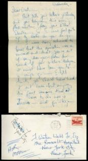 Lex Barker Original 4 PG Signed Handwritten Letter Signed Watson Webb