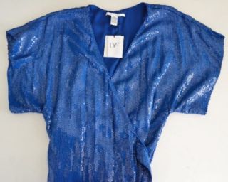 JUDITH Sequin Wrap Gown Dress BLUE Seen on Gwen Stefani & Leona Lewis