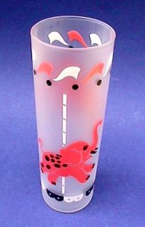 Libbey Pink Elephant Vintage 50s Frosted Carousel Glass