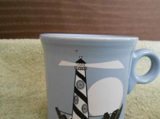 Laughlin Fiesta Ware Blue Periwinkle Light House Coffee Cup Mug USA
