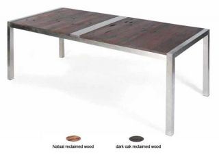 Lien Brushed Stainless Steel and Shipwood Dining Table Contemporary