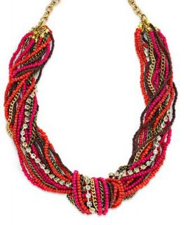 INC International Concepts Necklace, 12k Gold Plated Red Seed Bead and