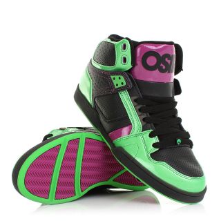 Mens Osiris NYC83 Lime Black Purple Hi Top Skate Casual Trainers Shoes