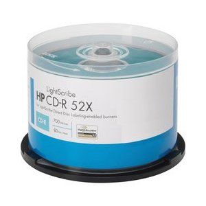 50pc HP Lightscribe 52X CD R Blank Discs Media v12 80min 700mb brand