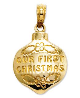 14k Gold Charm, Our First Christmas Ornament Charm   Bracelets