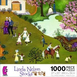 Linda Nelson Stocks Jigsaw Puzzle Easter Egg Hunt New