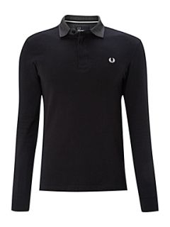 Fred Perry Oxford collar rugby top Black   