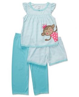 Carter Baby Pajamas, Baby Girls 3 Piece Monkey Pajama Set