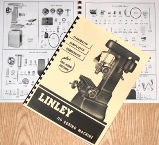 Linley Jig Boring Machine Borer Parts Manual 0434