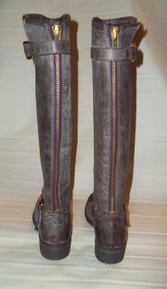 200 Steve Madden Lindley Leather Riding Boots Brown Zipper Moto