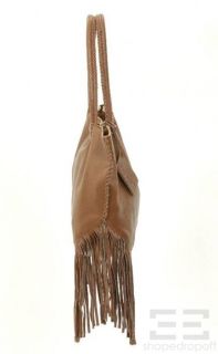 Linea Pelle Collection Brown Leather Fringe Tote Bag