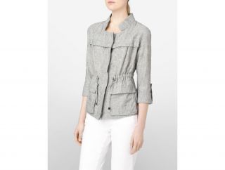 Calvin Klein Linen Blend Roll Up Drawstring Jacket Womens