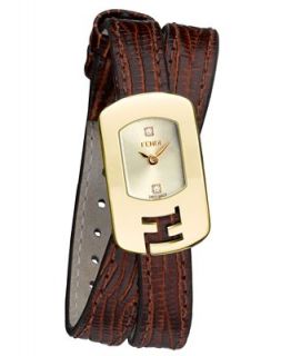 Fendi Watch, Womens Swiss Chameleon Diamond Accent Brown Leather
