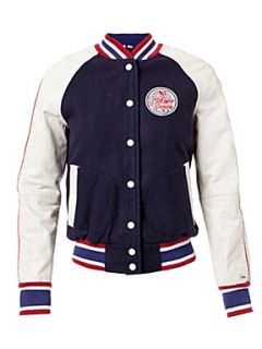 Tommy Hilfiger Hilfiger denim baseball jacket with white contras Blue   