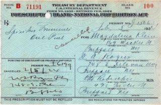 Authentic 1924 Prohibition RX Prescription Liquor Label