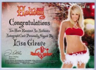 LISA GLEAVE 2006 BENCHWARMER HOLIDAY #d 41/50 CHRISTMAS AUTOGRAPH SET