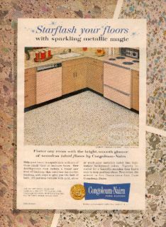 Vintage 60s Congoleum Nairn Ad Linoleum Floor Kitchen