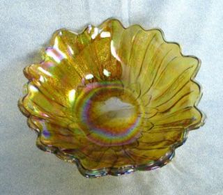 1960s 70s Indiana Glass Lily Pons Amber Carnival Bowl