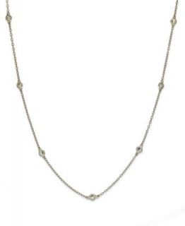 Silver Necklace, 20 Cubic Zirconia Station Necklace (9/10 ct. t.w
