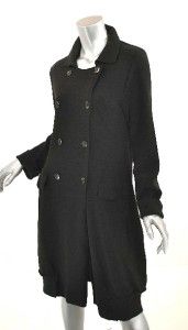 Annette Gortz Germany Black Wool Knit Dress Coat Duster Versatile s M