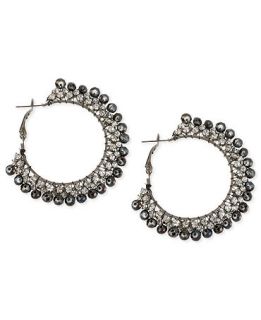 Haskell Earrings, Glass Crystal Beaded Click Top Hoop Earrings