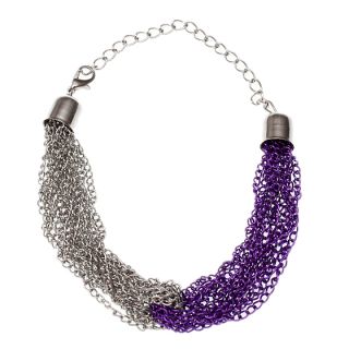 Purple Silver Multi Chain Link Bracelet