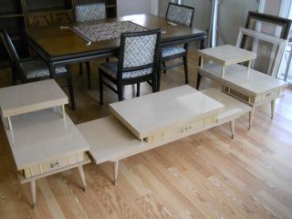 Century Modern Furniture  Living Room Oak Coffee & 2 End Tables